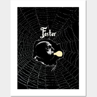 Uncle Fester - Light Bulb With Spider Web Background. Posters and Art